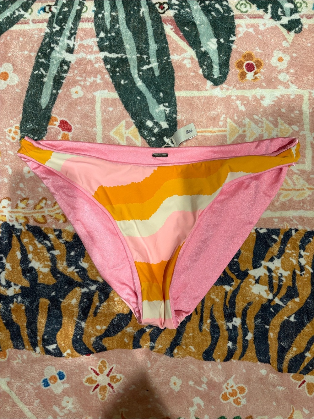 Maaji Pink, Yellow & Cream Stripe Reversible Bikini Bottom